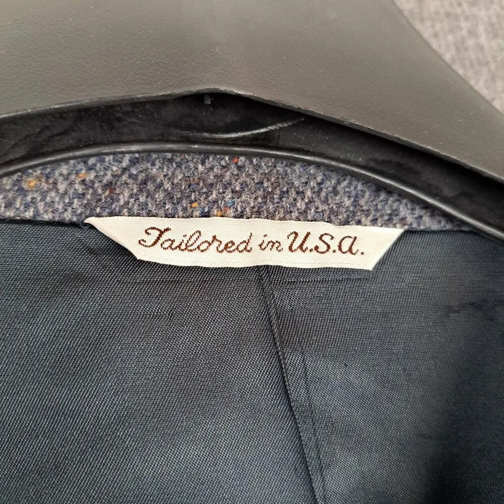 Vtg Stafford Sport Coat DONEGAL Wool TWEED Jacket LEATHER Elbow Patch Blazer 39R